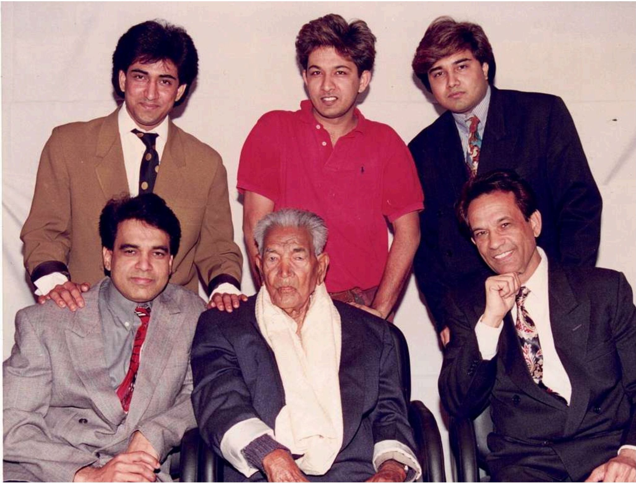 Three generations of the Habib family — Parvez, Jawed and Amjad Habib standing; Maqbool, Nazir and Habib Ahmed seated.
