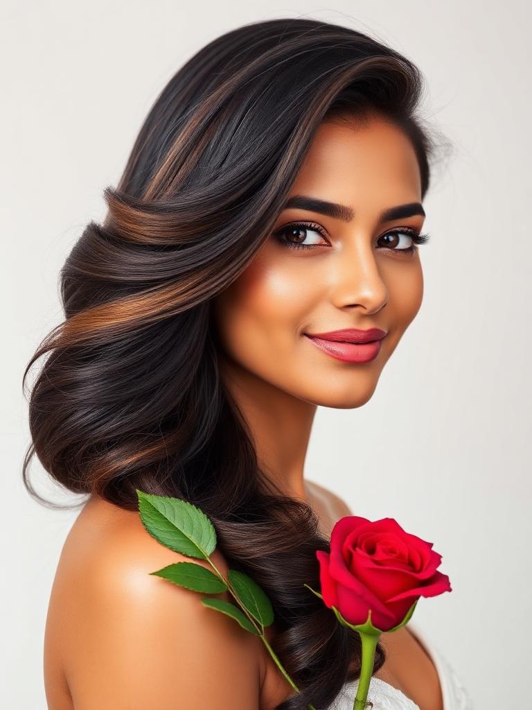 Glossy blow-dry makeover with a red rose at The Jawed Habib, Bagalur