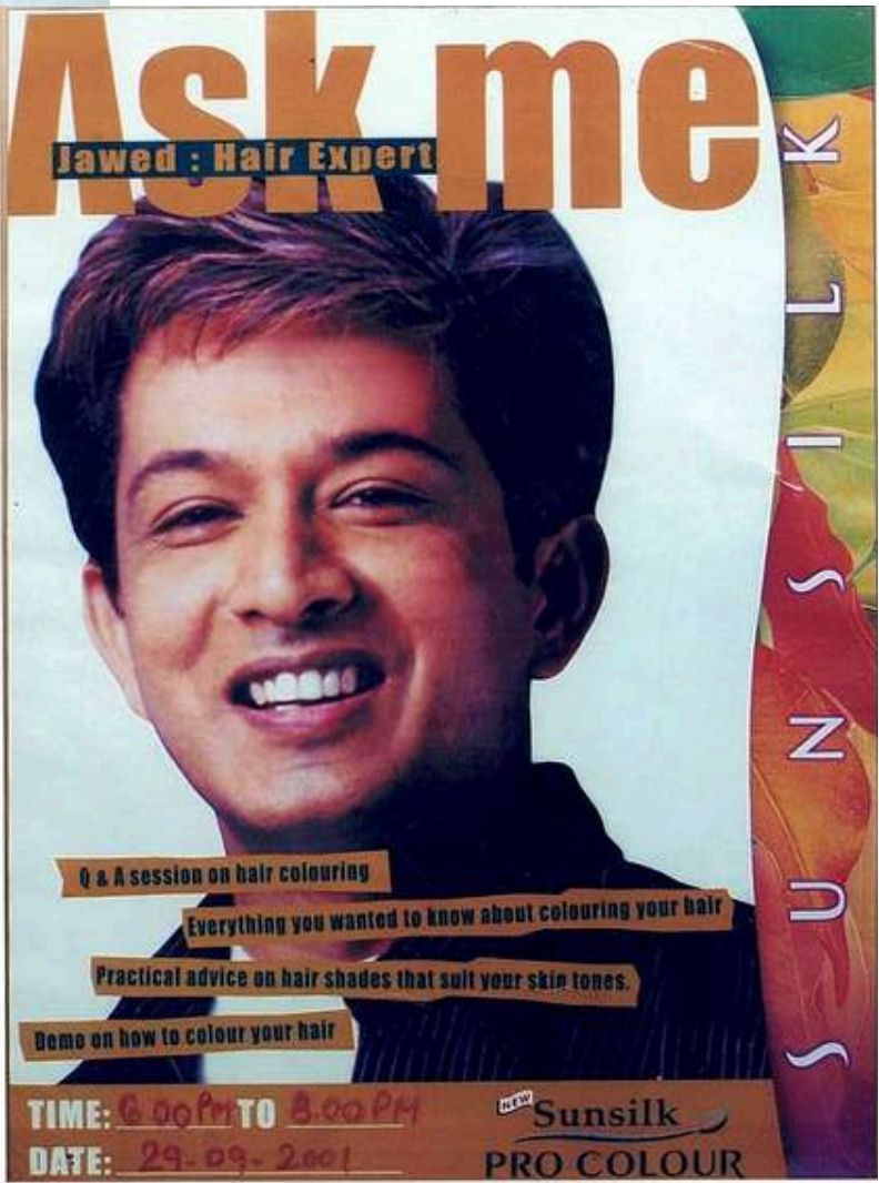 Magazine ad for Sunsilk featuring Jawed Habib