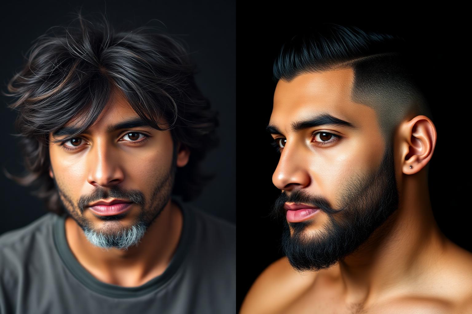 Long & messy → Sharp low fade