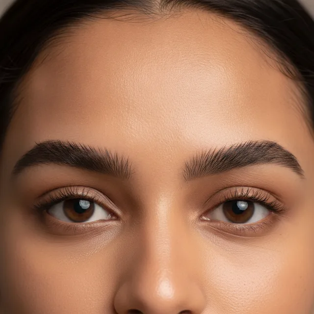 Feathered Natural eyebrow shape — AI virtual eyebrow mapping preview at The Jawed Habib salon, Bagalur, Bengaluru