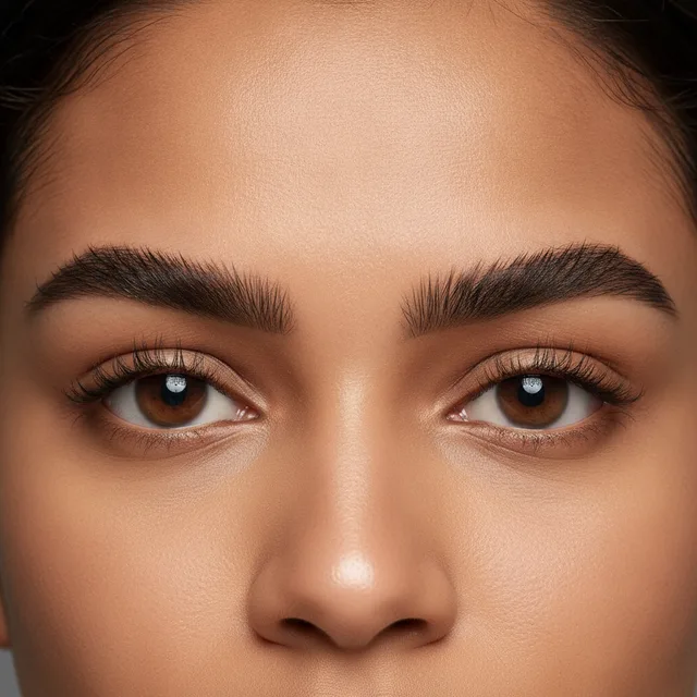 Fluffy Laminated eyebrow shape — AI virtual eyebrow mapping preview at The Jawed Habib salon, Bagalur, Bengaluru