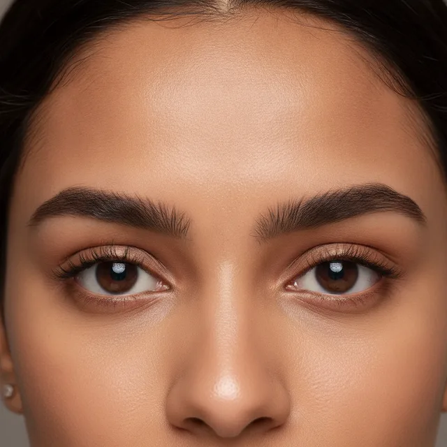 Rounded Brow eyebrow shape — AI virtual eyebrow mapping preview at The Jawed Habib salon, Bagalur, Bengaluru