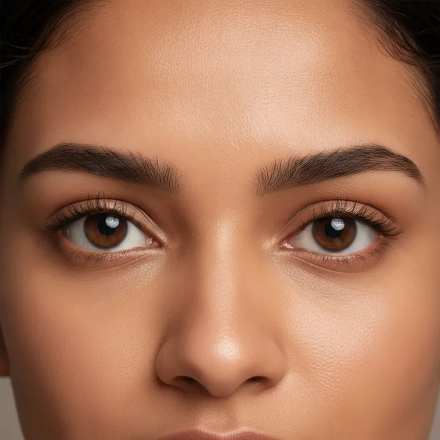 Soft Arch eyebrow shape — AI virtual eyebrow mapping preview at The Jawed Habib salon, Bagalur, Bengaluru