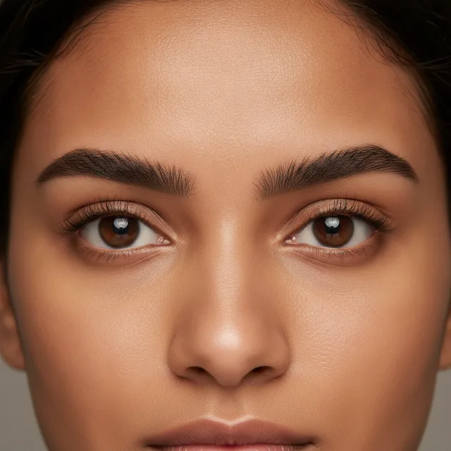 Straight Brow eyebrow shape — AI virtual eyebrow mapping preview at The Jawed Habib salon, Bagalur, Bengaluru