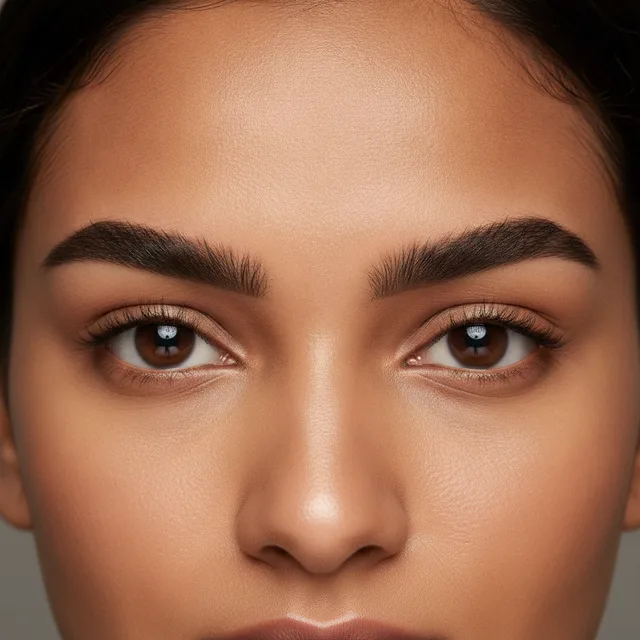 Structured & Defined eyebrow shape — AI virtual eyebrow mapping preview at The Jawed Habib salon, Bagalur, Bengaluru