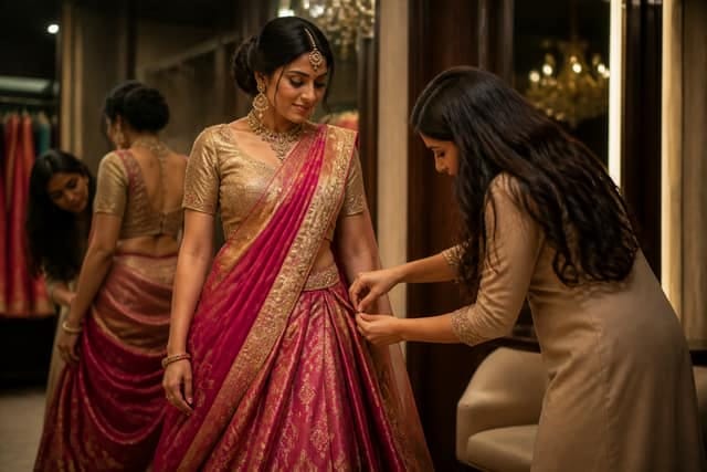 Lehenga-Style Saree Draping