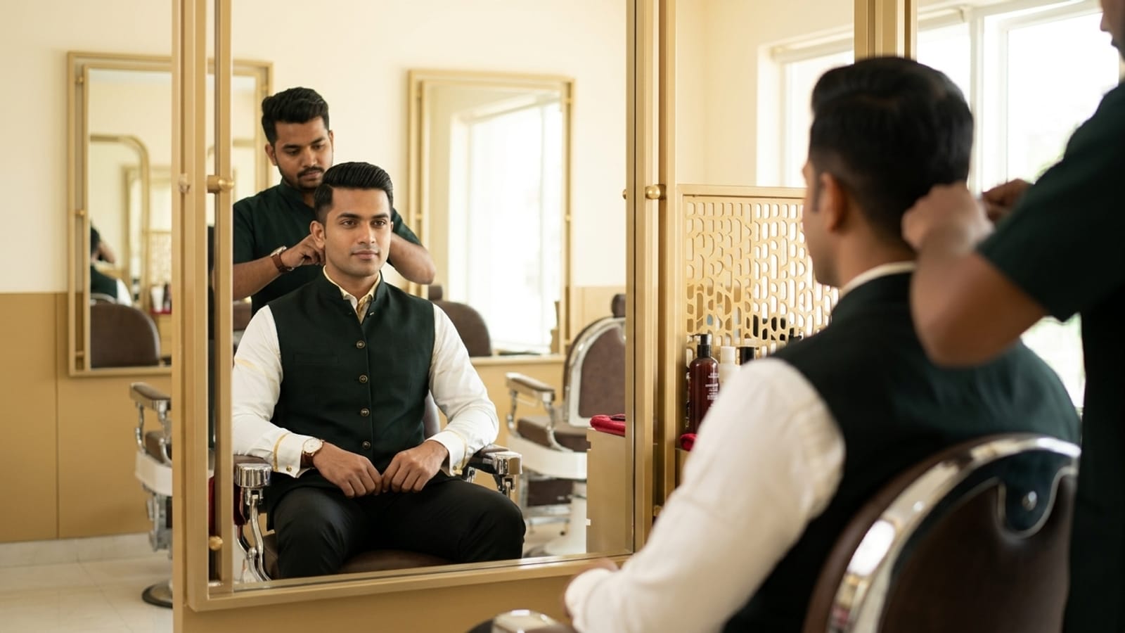 Executive men's haircut and grooming at The Jawed Habib salon, Bagalur
