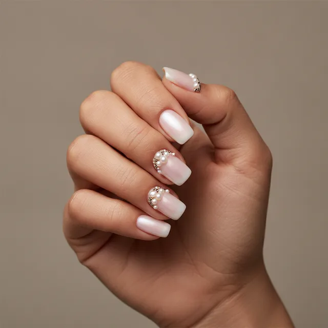 Pearl 3D Art nail art — AI virtual nail try-on preview at The Jawed Habib salon, Bagalur, Bengaluru