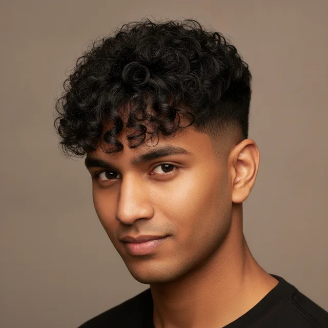 Curly Fringe haircut for men — AI virtual hairstyle try-on at The Jawed Habib salon, Bagalur, Bengaluru