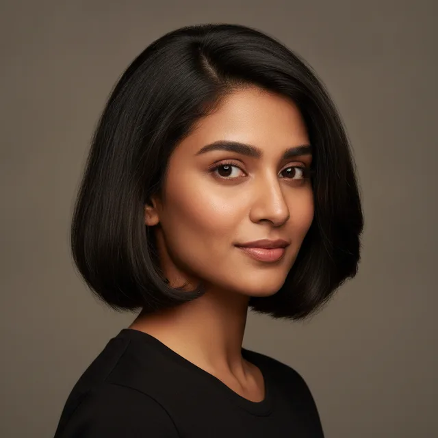 Italian Bob haircut for women — AI virtual hairstyle try-on at The Jawed Habib salon, Bagalur, Bengaluru