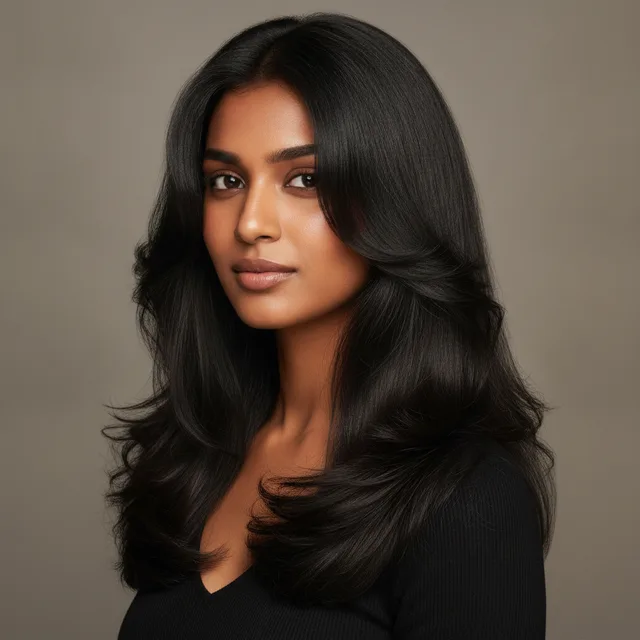 Long Layers haircut for women — AI virtual hairstyle try-on at The Jawed Habib salon, Bagalur, Bengaluru