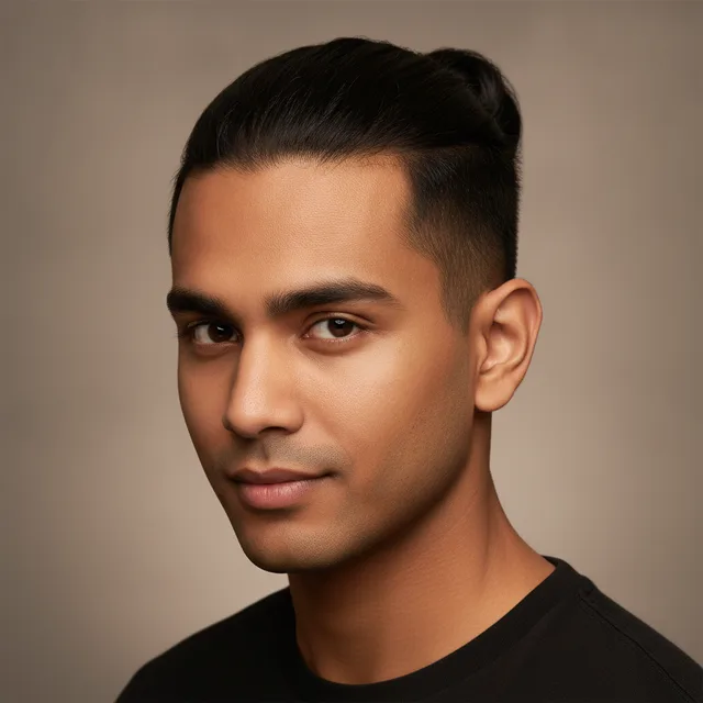 Man Bun haircut for men — AI virtual hairstyle try-on at The Jawed Habib salon, Bagalur, Bengaluru