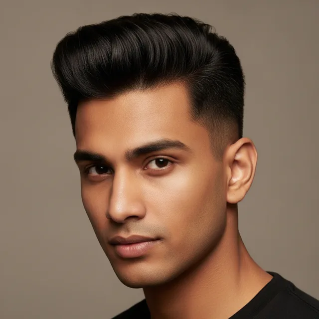 Pompadour haircut for men — AI virtual hairstyle try-on at The Jawed Habib salon, Bagalur, Bengaluru