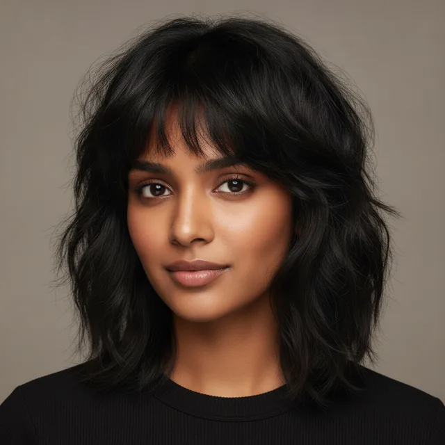 Shoulder Shag haircut for women — AI virtual hairstyle try-on at The Jawed Habib salon, Bagalur, Bengaluru